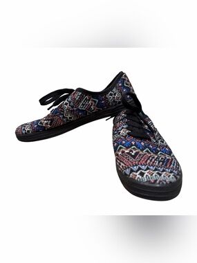 Massimo Supply Women's Black Multicolor Patterned Lace-Up Sneakers